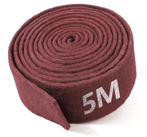 Dreamhigh® Schleifvlies - 5 m x 100 mm - Korn 240 - Schleifvlies Metall Extrem Langlebig Durch Einzigartige Imprägnierung - Schleifflies/Schleifwolle für Holz, Metall, Edelstahl, uvm