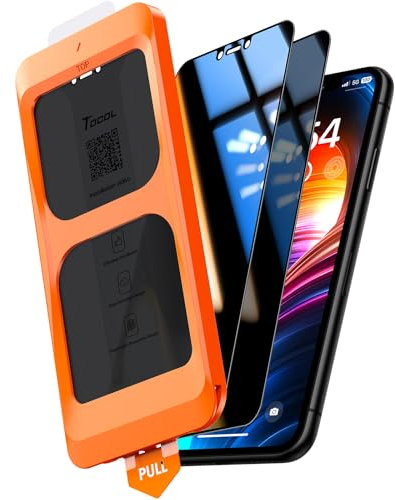 TOCOL 2 Piezas Protector Pantalla de Privacidad para iPhone 11, Alineación Automática para Una Instalación Rápida, Sin Burbujas, Antiespia Cristal Templado de Dureza 9H+Inastillable