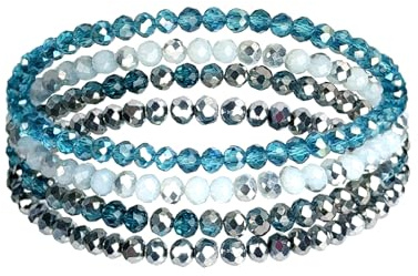 GUSXPPD Damen Kristall Perlen Armband, Mehrschichtiges Steine Armband, Boho Modeschmuck Armbänder Damen, Mehrschichtige Kristall Stein Perlen Armbänder für Frauen Mädchen