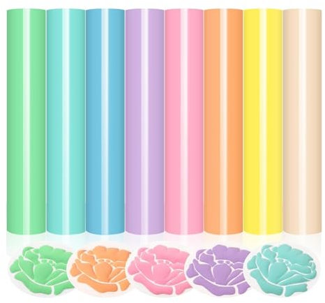 Naugan Puff Vinyl Heat Transfer-8 Colors 3D Puff HTV Heat Transfer Vinyl 30X25Inch Pastel Colored Puffy Iron-on Vinyl T-Shirt Easy Install