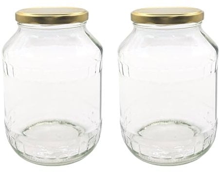 Devitre 2 große Einmachgläser 1700 ml Vorratsgläser mit Deckel und Etiketten