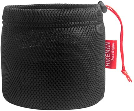 HoveeLuty Camping Pot Bag, Camping Cookware Mess Kit Bag, Kitchen Cutlery Organizer with Drawstring, Black Nylon Mesh Outdoor Cookware for BBQ Fishing 22x25cm Pots Storage