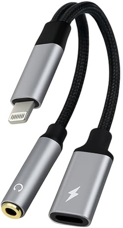 USB C to 3.5mm Jack and Charger Adapter, 2 in 1 Type C to Aux and Charger Splitter with PD 60W Fast Charging, 3.5mm Aux Headphone Dongle for iPhone 16/15 Pro, iPad Pro, Huawei, Samsung, Google Pixel