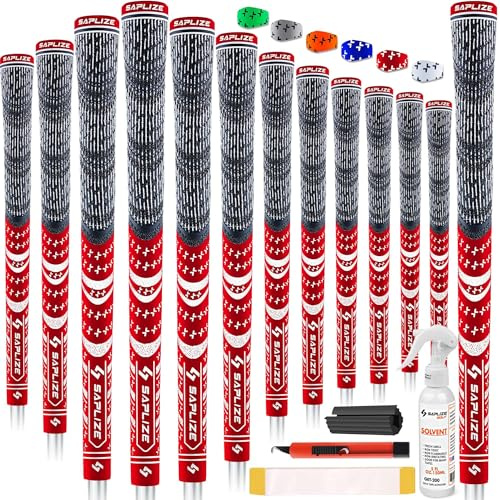 SAPLIZE T30 Flow Series Cross Cord Golf Grips Set of 13 Grips, Std/Mid/Jumbo, Low Taper Design, Multi-compound Hybrid, Anti-Slip Golf Club Grips