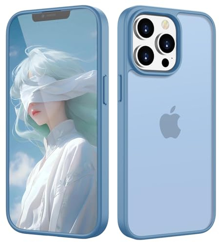 HGH Matt Hülle für iPhone 13 Pro 6,1 Zoll, [Militärschutz] Schutzhülle Samtige Touch Matt Anti-Kratzen, Durchscheinende Rückseite Schutzhülle, Anti-Fingerabdruck Case (Baby blau)