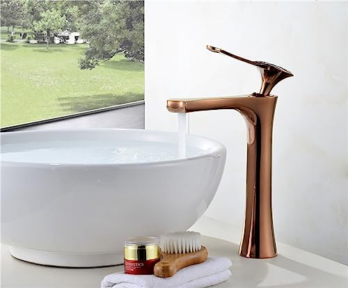 NBYGSC Full Copper European swan Gold hot and Cold Basin Faucet Bathroom Vintage Paint Antique Chrome Mixed Faucet, Rose Gold high