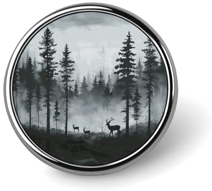 Runde Brosche mit Hirsch-Nebel-Motiv, Anstecknadel, Revers, Krawattennadel für Damen und Herren, Büroangestellte, Lehrer, Dekoration