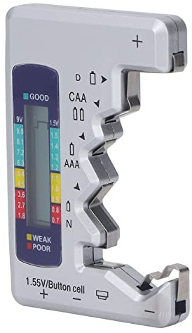Ejoyous Batterietester Digitaler, Knopfzellen Batterieprüfer für 1.5V 9V Batterien, Batterie Tester Präzises Batterie Messgerät für AA AAA 6F22 Batterien und Akkus (SILVER)