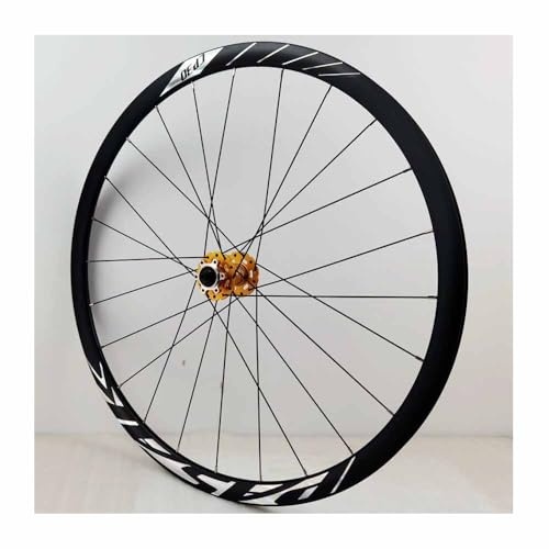 Rennrad Vorderräder 700C Scheibenbremse Schnellspanner Laufräder 9x100mm QR, 30mm Doppelwandige Fahrradfelgen Aus Aluminiumlegierung, 700Cx23-45C/29x1.25-2.1 Zoll Reifen, 24 Löcher(Gold)