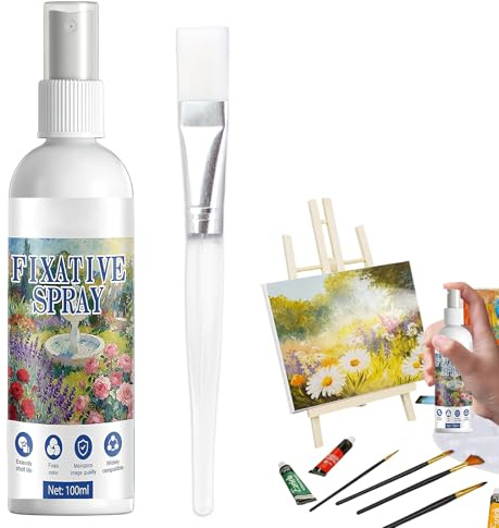 LINXINS Fixative Spray for Pencil, Charcoal and Pastel Drawings, Oil Fixative Spray for Art, Fast Drying, Color-fixing, Glossy Surface, 100ml