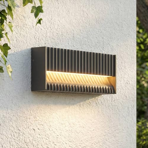 Lucande LED Wandleuchte außen Tavion (Modern) in Schwarz aus Aluminium (1 flammig,) - Außenwandleuchten Wandlampe Led Außenlampe Outdoor für Außenwand/Hauswand Haus Terrasse &