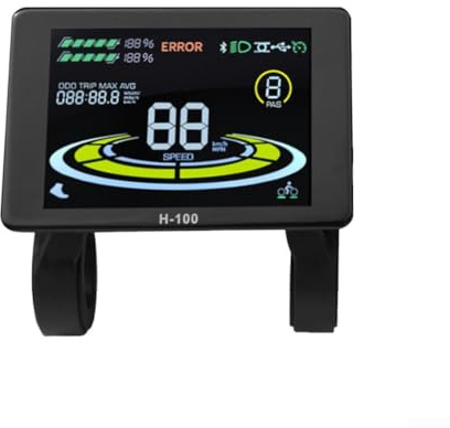 E-Bike LCD Display Bildschirm 24V-72V Bunte Fahrradcomputer mit Geschwindigkeit und Batterie-Info, wasserdichter 5-poliger Anschluss für OMD 2 Protokoll, schwarz
