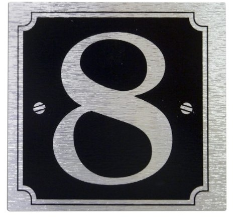 Rowan House or Gate Number '8' - Self Adhesive Silver on Black