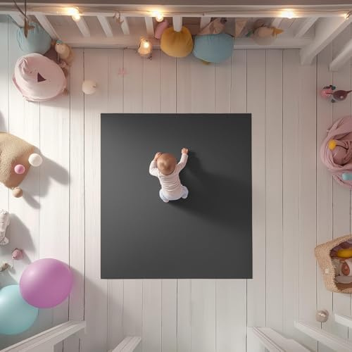 Eco Krabbelmatte 160x160cm grau - schadstofffrei, perfekt für Kinder als Spielunterlage oder Baby Bodenmatte, Oeko-Tex 100 Zertifiziert und rutschtfest