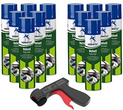 AUPROTEC Pistolengriff + Normfest Polsterreiniger Velvet Auto Innenreiniger Fleckenentferner Reiniger Schaum 12x 400ml