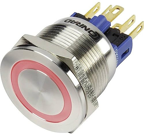 TRU Components 1303040 Drucktaster GQ22S-11ER12V Vandalismus Schalter 250VAC 3A 1 Aus (ON) IP65 TA