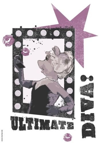 Komar Disney Deco-Sticker ULTIMATE DIVA | 50 x 70 cm | Wandtattoo, Wandbild, Wandsticker, Wandaufkleber, Miss Piggy, Muppets, Stern, Kuss, Kinderzimmer -14003h