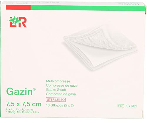 Lohmann & Rauscher Mullkompressen, steril, 7,5 x 7,5 cm, 5 Beutel à 2 Stück