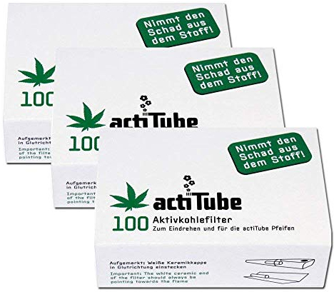 300 ActiTube Aktivkohlefilter 3 x 100er Box Display 9mm Eindrehfilter Pfeife in Acti Tube Tune Filter Tips Filtertips Aktivkohle