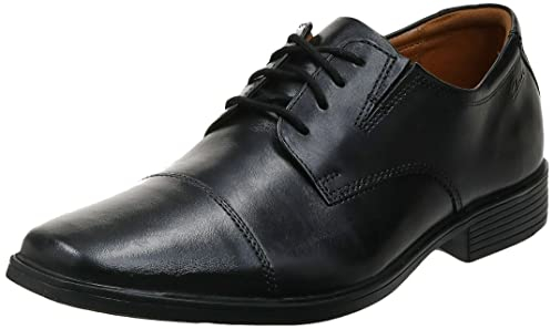Clarks Herren Tilden Cap Derby Oxford-Schuh, Black Leather, 42.5 EU