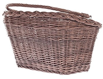 e-wicker24 Alles aus Weide Fahrradkorb, Korb für EIN Fahrrad, Retro Fahrrad Korb Vintage Stil,Dunkelbraun, Fahrradkorb aus Weide für Lenker mit Windschutz 46 cm, Weidentransporter für EIN Fahrrad, Einkaufskorb