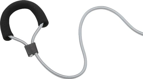 Deuser Zugseil, Expander mit Haken/Grau EXTRA STARK/Made in Germany/Mit gepolstertem Griff / +Trainingsanleitung/Spezial-Übungsgerät für Ski-Langlauf, Schwimmen, Sprinten & Triathlon