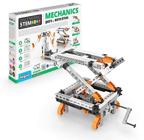Engino- Découverte de la Tige Jouet de Construction, ENG-STEM05, Engrenages mécaniques et entraînement à vis sans Fin, Moyen