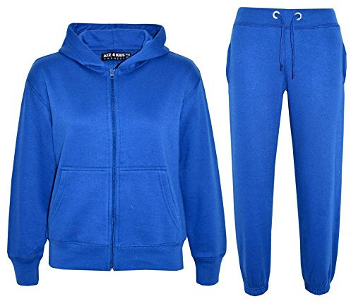 A2Z 4 Kids Plain Tracksuit Hoodie with Joggers Jogging Suit - Plain Tracksuit Royal 11-12
