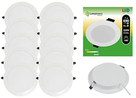 Lot de 10 Spot Encastrable LED Downlight Panel Extra-Plat 7W Blanc Froid 6000K