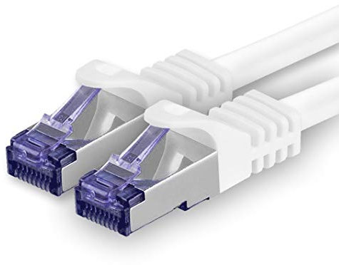 1aTTack.de Cat.7 Cavo di Rete 0,5m - Bianco - 1 Pezzo - Ethernet LAN Cat.7 SFTP PIMF LSZH Spina RJ45 Cat6a 10 Gbit s