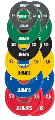 Suprfit Mini PU Bumper Plates - gummierte Hantelscheiben für Techniktraining mit der Hantelstange, Einzelgewicht: 0,5-2,5 kg, Stahlring mit 50 mm Durchmesser, Optionen: einzeln, paarweise oder Sets