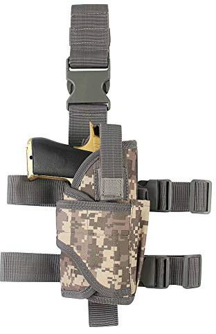 Gexgune Taktisch Beinholster für Pistolen Taktische Oberschenkel Rig Gun Holster mit Magazinbeutel Einstellbare Rechtshänder (ACU)