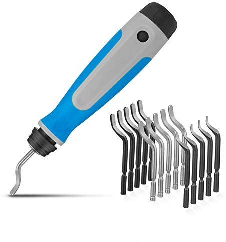 STARVAST Rubber Hand Deburring Tool Set with 15 Pcs 360 Degree Rotary Deburr Blades, Israeli Craft Burr Remover Tool for Plastic, Aluminum, Copper and Steel