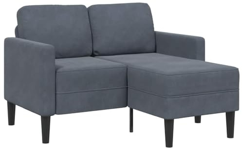 Owoxanthellate L-Form 2-Sitzer Samtsofa Dunkelgrau 125 x 118 x 85 cm Ecksofa mit Chaiselongue Klein und Robust für Wohnzimmer Küche Schlafzimmer