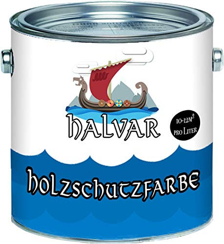 Halvar PU Holzschutzfarbe GLÄNZEND Feuerrot RAL 3000 Rot Skandinavische Wetterschutzfarbe Holz-Lack wetterbeständiger Langzeitschutz (5 L)