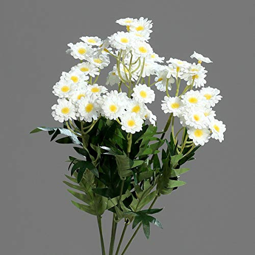 mucplants Künstliches wunderschönes Margeriten-Bouquet Weiß H:34cm Kunstblumenzweig Kunstpflanzen Dekostecker Blumenstecker