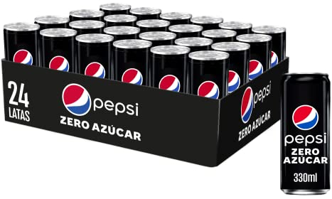 Pepsi MAX, Refresco de Cola Zero Azúcar, lata 330ml x 24