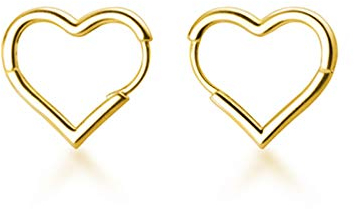 SLUYNZ 925 Sterling Silber 1.7CM Herz Creolen Ohrringe für Frauen Teenager Damen Süßer Liebes Herz Ohrring Tropfen (Gelb)