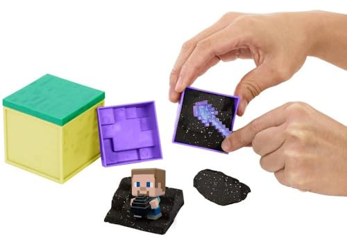 Minecraft Mini Mining Set, Elementals # 12, Steve with Dragon Egg Figure with Moldable Sand for Added Creativity, Environment Accessory, Creative, Hands-on Biome Build Toy, Gift for Fans