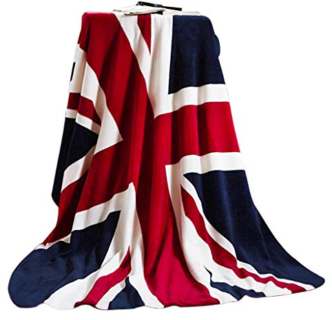 Überwurfdecke mit Union Jack-Flagge, weiche Fleece-Decke, tolle britische Flagge, für Sofa, Couch, Stuhl, Decke, Tagesdecke, gemütlich, Plüsch, Reisedecke, Babydecke, pflegeleicht, 200 x 150 cm, rot