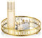 Nuptio Vassoio a Specchio Profumo Oro - Vassoio Decorativo Cerchio Vetro a Specchio Tavolo Toeletta Rotondo Metallo Metallo Vassoi Vintage Comò Vanity Bagno Camera Letto Arredamento Estetico, 25cm
