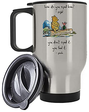 Giftme How Do You Spell Love? You Don't Spell It Quotes Birthday Travel Tea/Coffee Mug. (Silver)