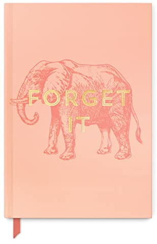 Designworks Ink Soft Touch Hardcover Lustiges Tagebuch, Notizbuch mit 240 linierten Seiten für Arbeit, Schreiben, Tagebuch, Vintage Sass Forget About It, rosa Elefant, 14,6 x 21,6 cm
