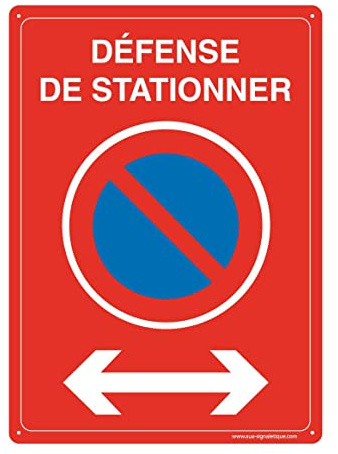 AUA SIGNALETIQUE - Panneau Prépercé (4 Trous) avec Angles arrondis - PVC Rigide 1.5 mm - (300x420 mm, Défense de Stationner)