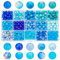 PandaHall 15 Style Blaue Glasperlen, 450pcs 8mm Blue Sea Crackle Glasperle Runde Lose Perlen Abstandshalter Für Sommer Boho Armbänder, Halsketten, Handwerk DIY Schmuckherstellung