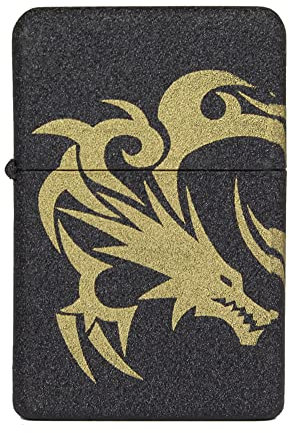 Benzinfeuerzeug American Style Benzin Feuerzeug Massiv Metall Sturmfeuerzeug Geschenk Outdoor Camping Verschiedene Designs und Farben - Serie B (Motiv 13 - Sandstruktur Dragon)