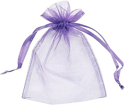 25 sacchetti in organza per bomboniere matrimonio, feste, gioielli, sacchetti a rete con coulisse per confezioni regalo (5 cm x 7 cm, lilla)