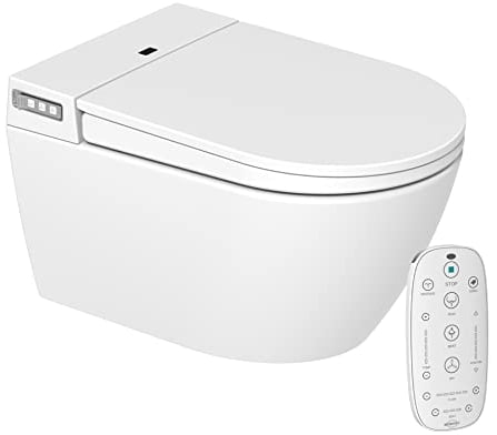 Dusch WC Bidet Komplett-Set MEWATEC Bali mit Fernbedieung - spülrandlos - wandhängend - deutsches Produkt | Dusch-WC mit Vollausstattung zum Bestpreis