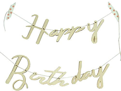 Panneau mural en bois sculpté Happy Birthday Décoration de fête Cursive Design en bois 60 x 40 cm