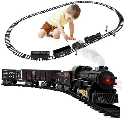 Toyvian Elektrisches Zugspielzeug FüR Kinder, Weihnachtszugset für Unter Dem Baum Mit Ton Licht Spielzeugzugset für Jungen Mädchen Festliche Dekoration Und Spielspaß